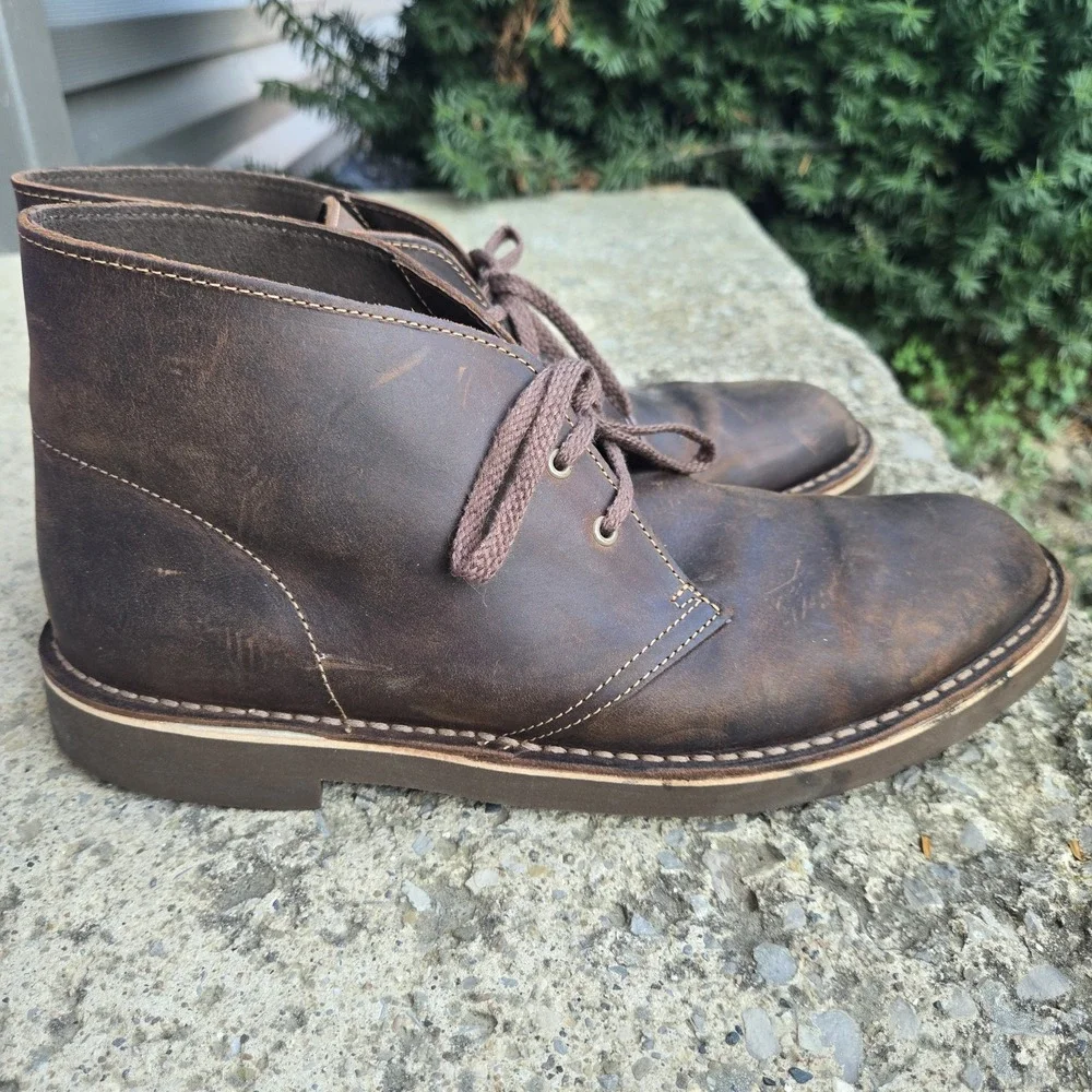Clarks Desert Boot Brown Leather Chukka Boots Men's Size 10 M Lace Up Casual